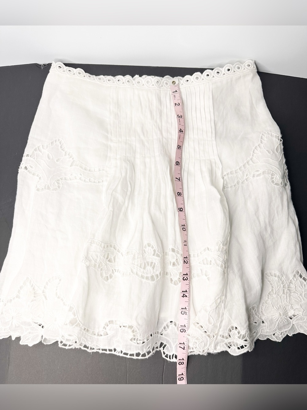 Isabel Marant White Embroidered Cutwork Lace Pintuck Mini Skirt Size 36 - Picture 7 of 7